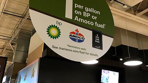 Mariano's 'Save Up to $1 Per Gallon' Ceiling Sign